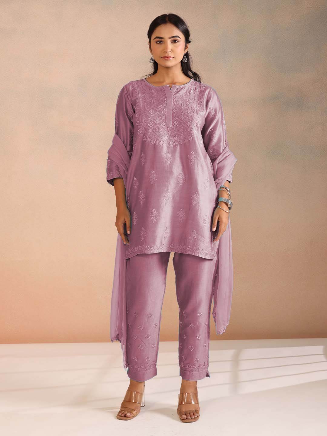 NIDA CHANDERI CO-ORD SET - KRI CHIKANKARI